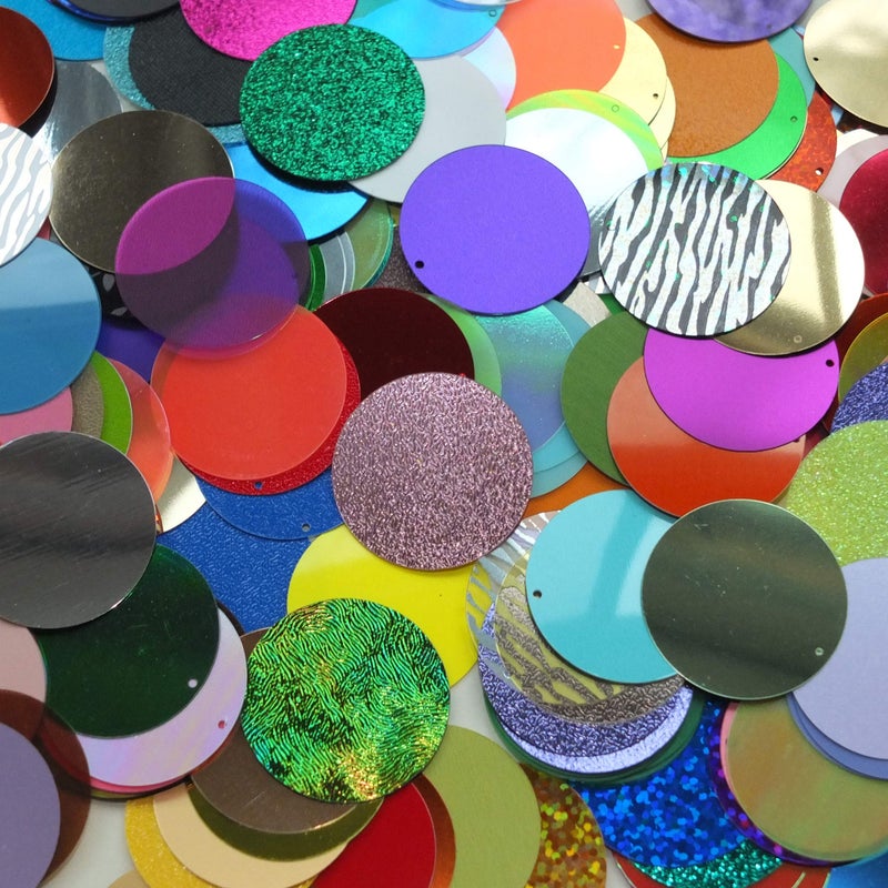 SequinExplosion مزيج من الترتر متعدد الألوان مقاس 30 ملم، قطع دائرية مسطحة وفضفاضة مصنوعة في الولايات المتحدة الأمريكية. ألوان متنوعة والتشطيبات. - Image 1